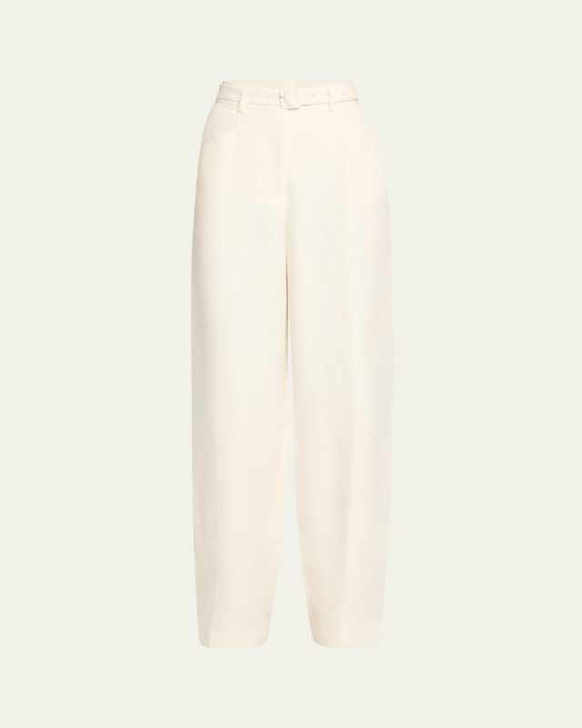 Norman Belted Linen Twill Straight-Leg Pants